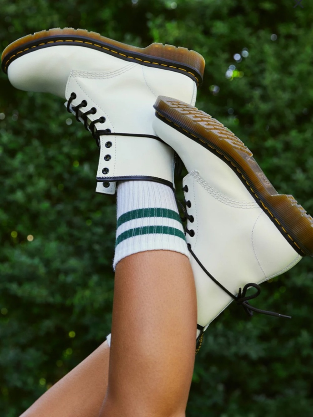 Dr. Martens 1460 Vintage Leather Lace Up Combat Boots in White